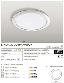 Spot incastrabil tavan fals LINDA 30 crom 3000K