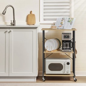 Masuta pe roti cu 3 rafturi TAYLOR ARTISAN 60x40 cm