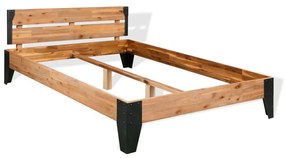 281453 vidaXL Cadru de pat, 152x203 cm, lemn masiv de acacia & oțel