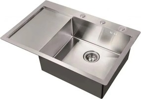 Chiuveta inox Inter Ceramic cu o cuva cu picurator stanga finisaj inox satinat 78x51 cm