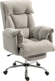 HOMCOM Scaun birou rabatabil reglabil pe înălțime cu cotiere suport picioare spătar înalt 75 x 77 x 110-118 cm Gri | Aosom Romania