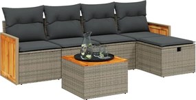 vidaXL Set mobilier grădină cu perne, 6 piese, gri, poliratan