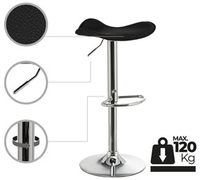 Set de scaune de bar negru cu înălțime ajustabilă 2 buc. tapițat (înălțime șezut 73 cm) – Casa Selección