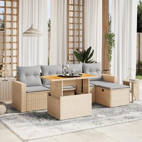 vidaXL Set canapele de grădină cu perne, 6 piese, bej, poliratan