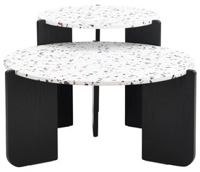 Set de Măsuțe de Cafea Moderne Suprapuse, Utilizabile ca Măsuță de Cafea sau Noptiere, Design Versatil, 70x70x35 cm + 50x50x45,5 cm, Negru