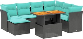 vidaXL Set canapele de grădină cu perne, 8 piese, negru, poliratan