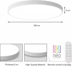 Immax NEO 07316L-LED Plafonieră dimabilă SEMPLICI 128W/230V Ø100 cm Wi-Fi Tuya albă + telecomandă