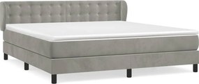 vidaXL Pat box spring cu saltea, gri deschis, 160x200 cm, catifea