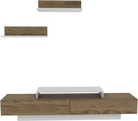 Mobilier living LUSI, stejar inchis/alb, PAL melaminat, 3 piese