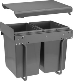 Coș gunoi încorporabil Practi Eco GTV, colectare selectivă, pentru corp de 400 mm, gri antracit, 2 x 20 l Gri antracit, Plastic, L:364 mm; A:500 mm;