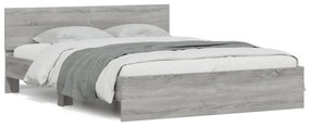 3207481 vidaXL Cadru de pat cu tăblie, gri sonoma, 150x200 cm