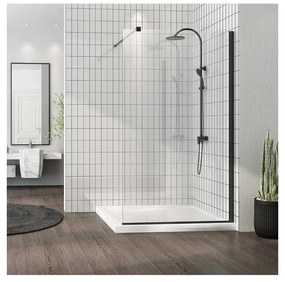 Paravan de dus tip Walk-in Fluminia Foxy Black 90x200 cm profil negru mat Easy Clean