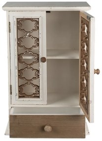 Dulapior decorativ de perete, alb, din lemn, aspect vintage, Ornette