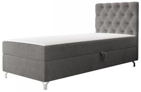 Pat de o persoană 80 cm Jenaks 1 (Gri închis) (cu somieră și saltea) (cu sp. depozitare) (D). 1103585