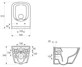 Set vas wc suspendat, Cersanit, City, capac cu soft close si quick release, alb