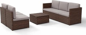Set mobilier de grădină din ratan AVENBERG VIS maro/gri deschis
