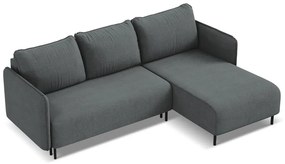 Colțar gri închis extensibil/cu spațiu de depozitare (cu colț pe partea dreaptă) Luana – Makamii