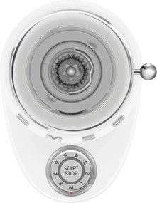 Rasnita de cafea Smeg CGF03WHEU, 150 W, 240 g, Sistem de rotire si blocare, Functie manuala, Alb