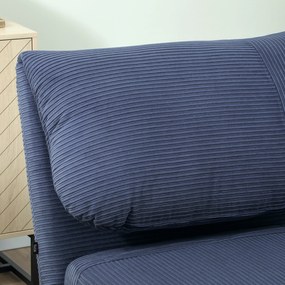 HOMCOM 2 în 1 Fotoliu Extensibil Pat de Oaspeți, cu Pernă Reglabila în Catifea 82 cm x 89 cm x 83 cm Albastru | Aosom Romania