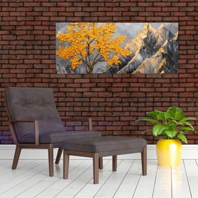 Tablou – Arbore auriu în munți (120x50 cm)