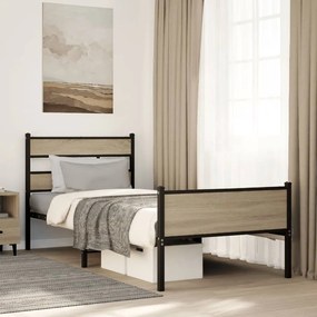 vidaXL Cadru pat fără saltea, stejar sonoma 75x190 cm lemn prelucrat