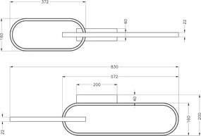 Zuma Line C241145502A - Plafonieră LED RAVON 2xLED/24W/230V negru/auriu