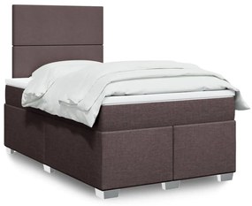 vidaXL Pat box spring cu saltea, maro închis, 120x200 cm, textil