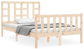 3191941 vidaXL Cadru de pat cu tăblie, dublu mic, lemn masiv