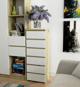 Comodă Cipriano IV (stejar artisan + alb). 1070974