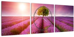 Tablou câmp cu lavandă (cu ceas) (90x30 cm)