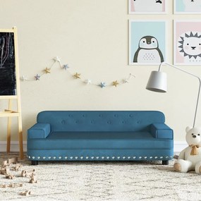 3196279 vidaXL Canapea pentru copii, albastru, 90x53x30 cm, catifea
