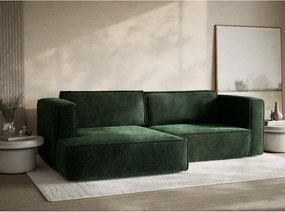 Colțar verde închis extensibil/cu spațiu de depozitare cu tapițerie din chenille (cu colț pe partea stângă/cu șezlong) Velto – Maison de Rêve