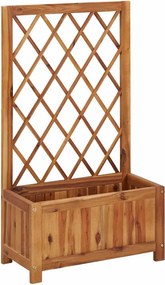 vidaXL Strat înălțat de grădină cu spalier, lemn masiv de acacia