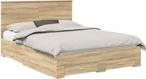 vidaXL Cadru de pat cu sertar Stejar Sonoma 150 x 200 cm Lemn compozit
