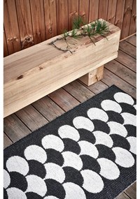 Covor tip traversă pentru interior și exterior negru/crem 70x150 cm Poppy Black Vanilla – Pappelina