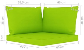 Set mobilier de gradina cu perne verde deschis, 9 piese verde aprins, 4x colt + 4x mijloc + masa, 1