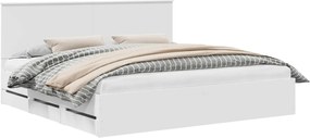 vidaXL Cadru de pat cu headboard Alb 200 x 200 cm Lemn Ingineresc