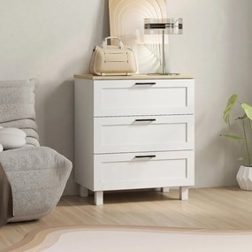 HOMCOM Comodă Modernă cu 3 Sertare 60x38x71 cm Albă și Culoare Lemn | Aosom Romania