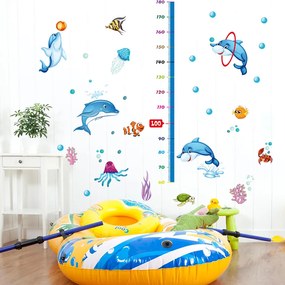 PIPPER | Autocolant de perete "Metru pentru copii - Delfini" 165x125cm