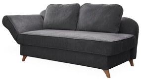 Șezlong gri cu tapițerie din catifea reiată (cu colț pe partea stângă) Chic Charlotte – Miuform