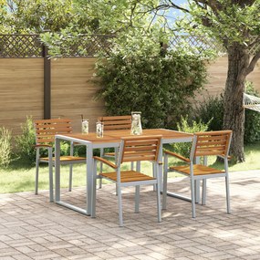 vidaXL Set de dining pentru grădină , 5 piese, din lemn solid de acacia și metal
