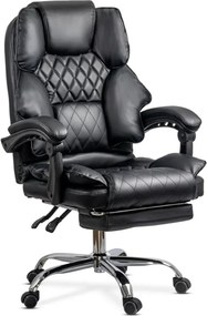 Scaun de birou DIAMOND, suport pentru picioare, reclinare 150 , Piele ecologica, Negru