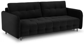 Canapea extensibila Scaleta cu 3 locuri, tapiterie din catifea si picioare din metal negru, negru