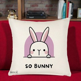 Perna Decorativa So Bunny Kawaii, 40x40 cm, Crem Reliefat, Husa Detasabila, Perna Inclusa, BEKZ®