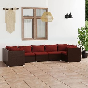 3101955 vidaXL Set mobilier de grădină cu perne, 7 piese, maro, poliratan