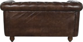 Canapea vintage 2 locuri din piele naturală maro închis, „Chesterfield"