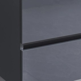 Mobilier de baie Cube, chiuvetă ceramică 60 cm, oglindă cu 2 sertare, 60x80 cm, gri antracit