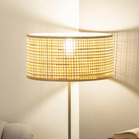Brilagi - Lampadar LED CERIA, 1 x E27, 40 W, 230 V, Ø 40 cm, bambus/crom mat