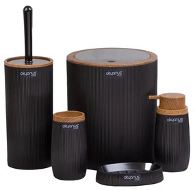 Resigilat Set de baie Freehome OKY-478-3-S, 5 piese, Duna Lemn/Neagra