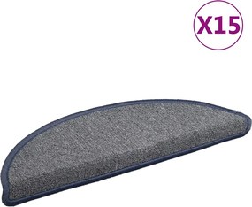 vidaXL Covorașe pentru scări, 15 buc., 56x17x3 cm, gri deschis și albastru, semirotunde